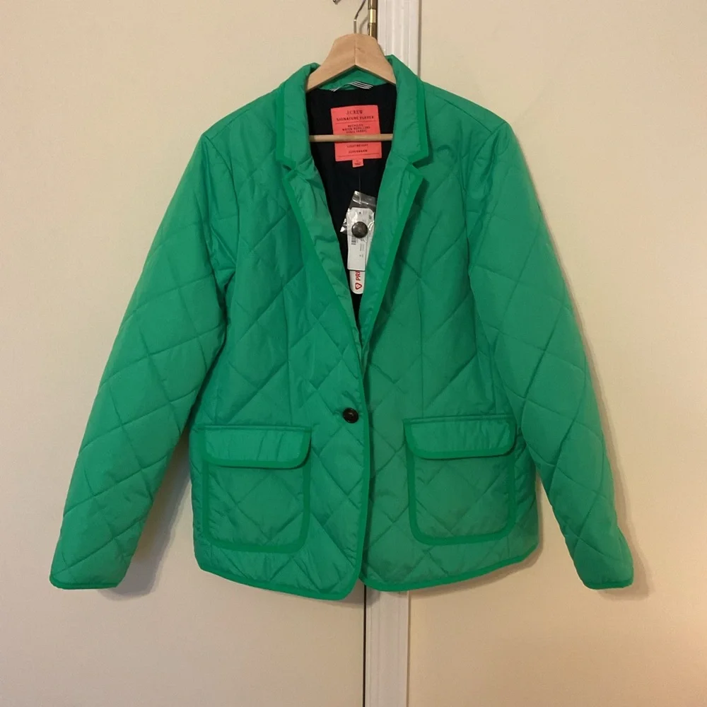 J. Crew Green Signature Water-Repellent Puffer Primaloft Lightweight Recycled XL - Picture 3 of 16